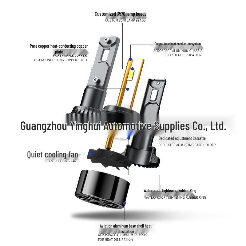 100W LED Headlight Assembly for 12V/24V Cars: Easy, Non-Destructive Installation