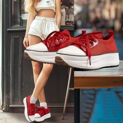 Мода Лето Новые Женские Модные Повседневные Туфли Большого Размера 43 Женская Платформа Дышащие Спортивные Туфли Женские На Шнуровке Теннисные Кроссовки