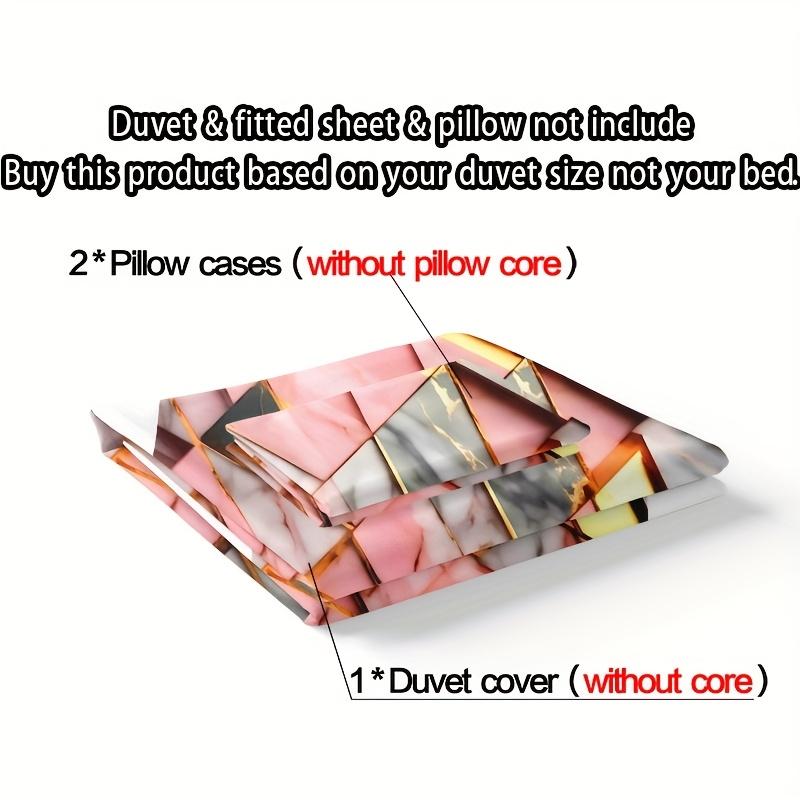 3Pcs Duvet Cover Golden Triangular Glass Pattern Including 1 Duvet Cover And 2Pcs Pillowcase, No Core Comfortable And Breathable