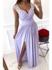 Women's Sleeveless Lace Dress with Open Back and Slit Hem