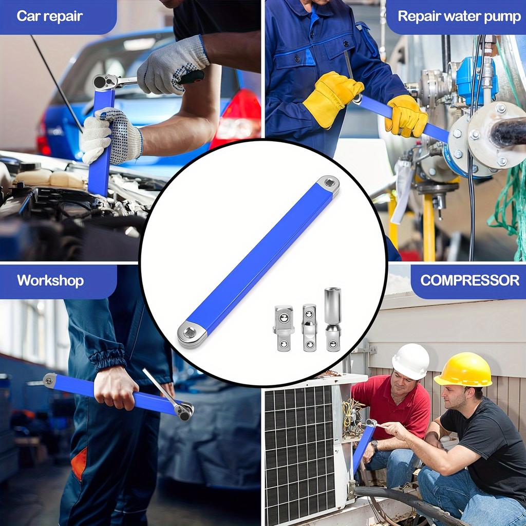 Набор удлинительных ключей для узких мест, с адаптерами для квадратного привода 1/2", 1/4" и 3/8", универсальный удлинительный ключ для небольших помещений