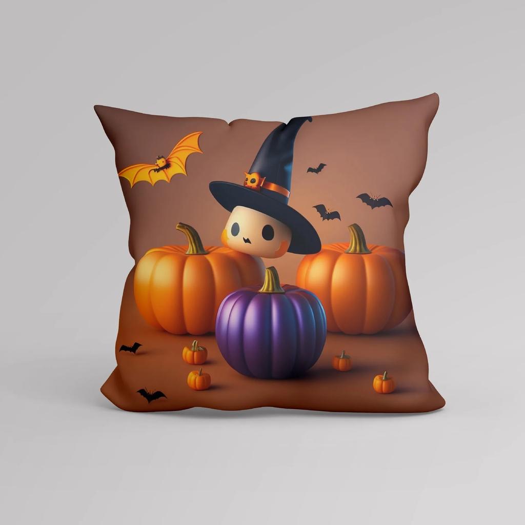 Office Sofa Cushion Cover Cartoon Witch Pumpkin Halloween Pattern Pillow Cover Luxury Home Decor Cushion Cover