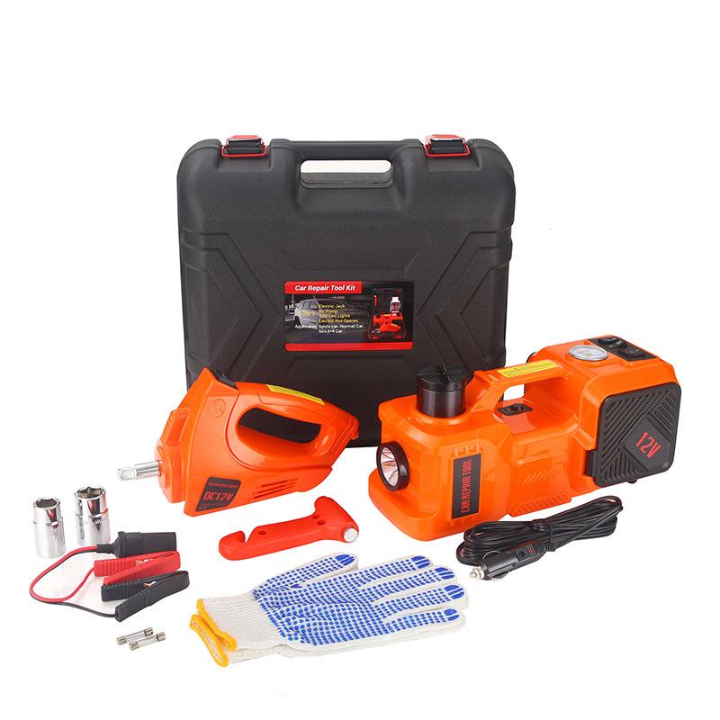 Автомобильный электрический домкрат 5 тонн с набором, 12В воздушным насосом и ключом