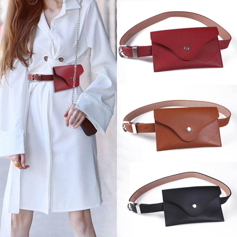 Women Simple Fashion Adjustable Belt Elegant All-match Pin Buckle Waistband with A Mini Bag