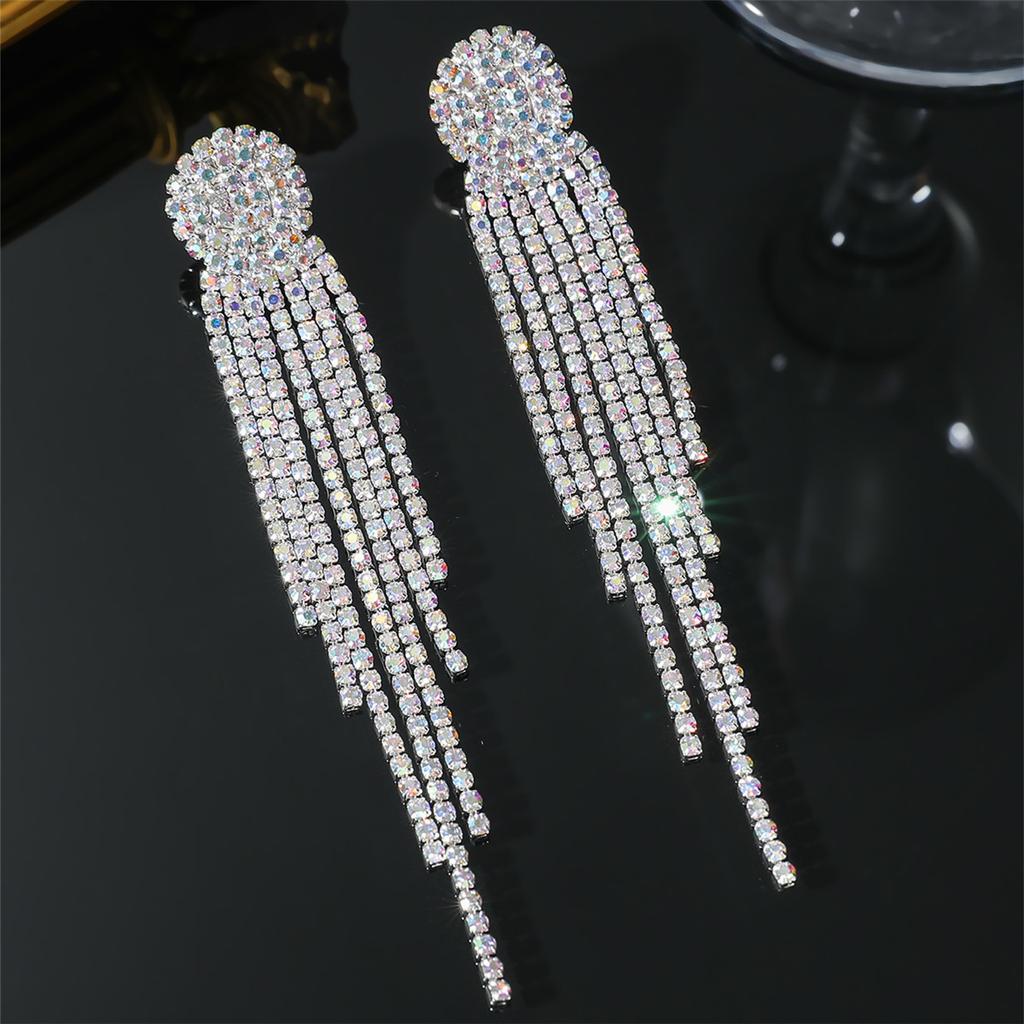 Новые серьги с длинными кисточками Super Flash Ab Diamond, модные серьги в стиле темперамент, свадебные серьги, женские серьги, 1 пара