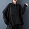 Рубашки и блузки винтажные черные оверсайз с длинным рукавом для блузки Повседневные свободные весенне-осенние топы женская рубашка на пуговицах