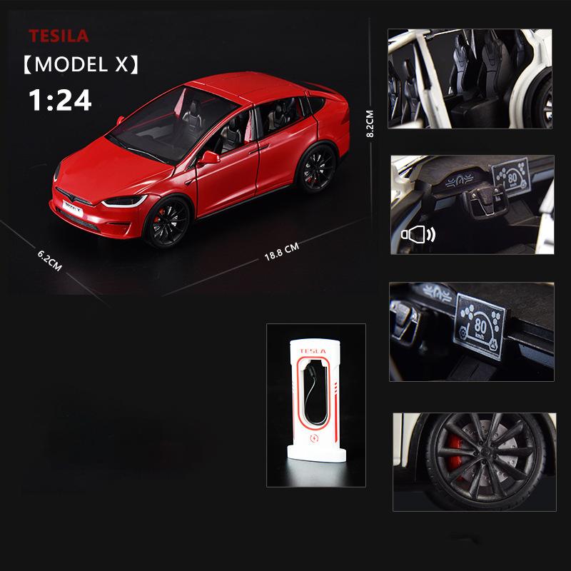 1:24 Модель X Модель Y Tesla Model 3 Литой из сплава Игрушечная модель автомобиля Звук и свет Детская игрушка Коллекционные предметы Подарок на день рождения