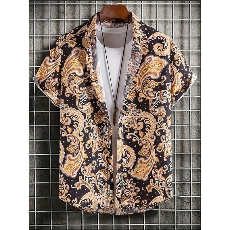 Мужская рубашка Palmshadow с 3D-печатью Camisa с коротким рукавом Дышащая для бизнеса, отпуска, на каждый день, для активного отдыха, с коротким рукавом