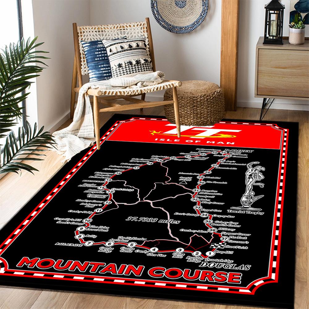 Антискользящие коврики на тему трассы Isle of Man TT - Полиэстер, для домашнего декора, подходят для спален, гостиных, прихожих, студий и в качестве декора