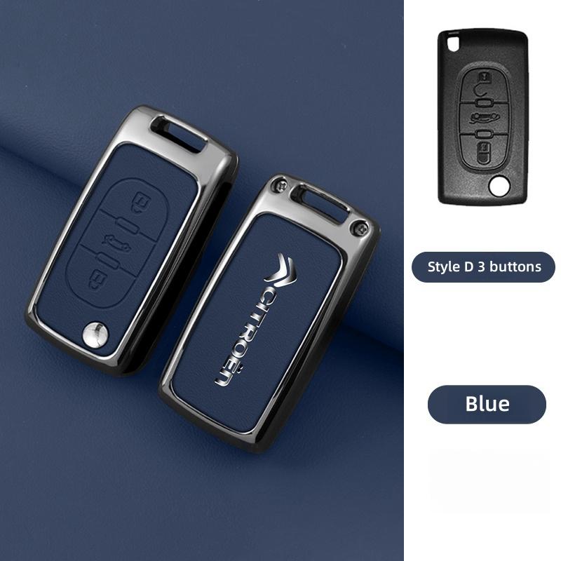 YKFEA1 Zinc Alloy Leather Car Key Case Cover For Citroen C1 C2 C3 C4 C5 C6 C4L Berlingo Picasso Jumpy Nemo Aircross Sega C5 X VTS C3 XR