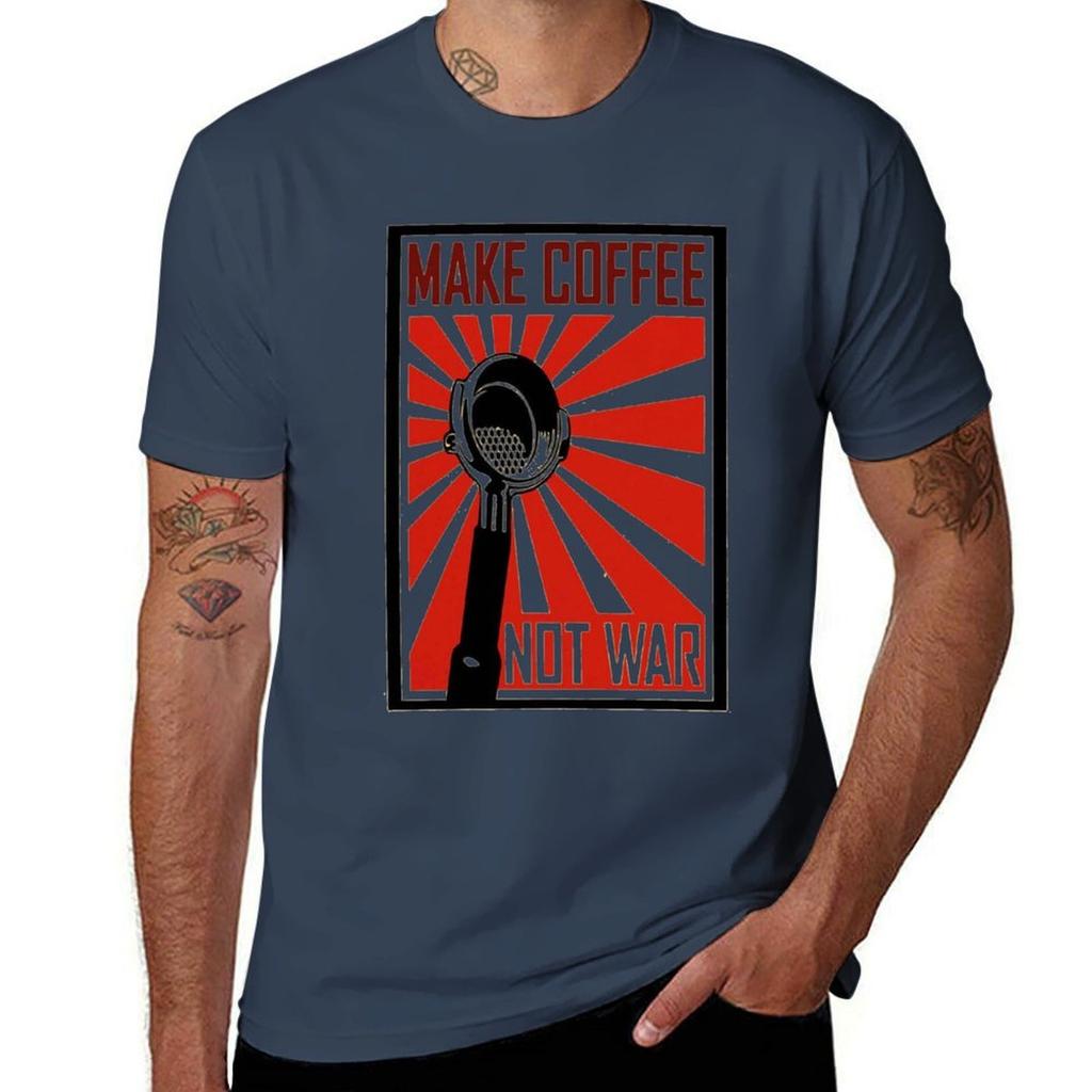 Make Coffee Not War Coffee Maker Tshirt Anime T Shirts Oversize Unisex T Shirts For Unisex Tshirt