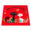 [R7098] - Red 'Cats' Glass Coaster (felines for Each Other) - 20x20cm