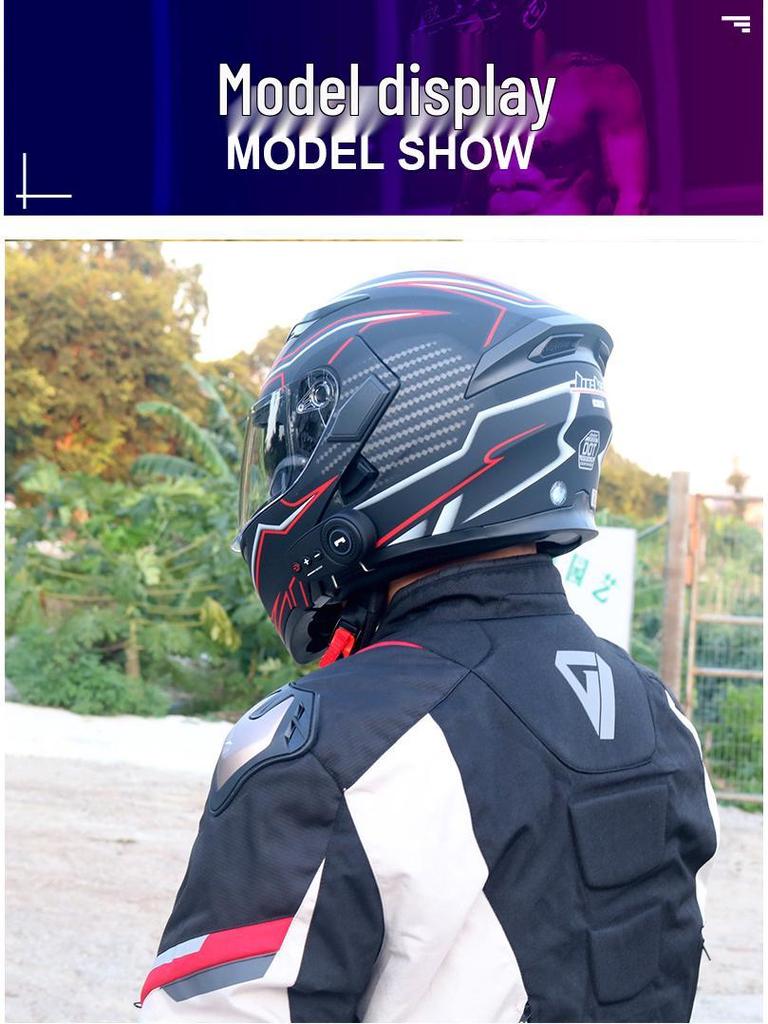 Cool Ride Treasure Bluetooth Full-Face Flip-Up Motorcycle Helmet with Dual Lens and FM Radio