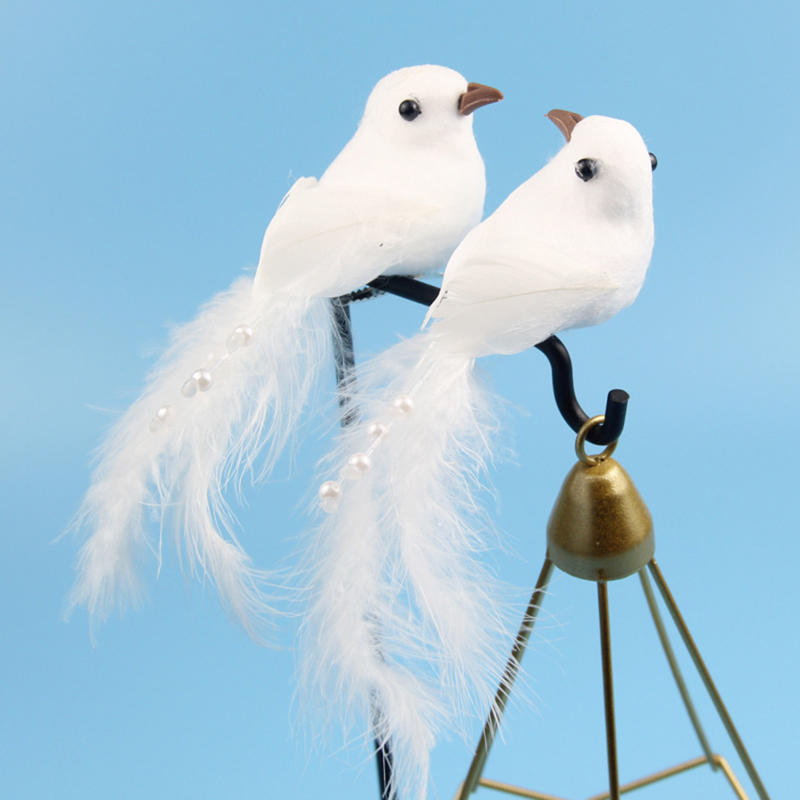Creative Dove Simulation Feather Bird Ornament Christmas Tree Layout Decor for Wedding Diy Outdoor