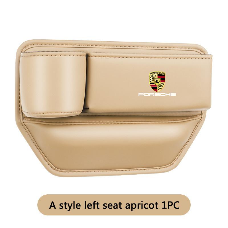 Leather Car Seat Gap Storage Box Water Cup Phone Brace Auto Accessories For Porsche Cayenne Panamera Macan 911 718 Taycan Cayman