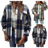 Women's Fashion Casual Autumn And Winter New Brushed Plaid Jacket Cardigan Jacket