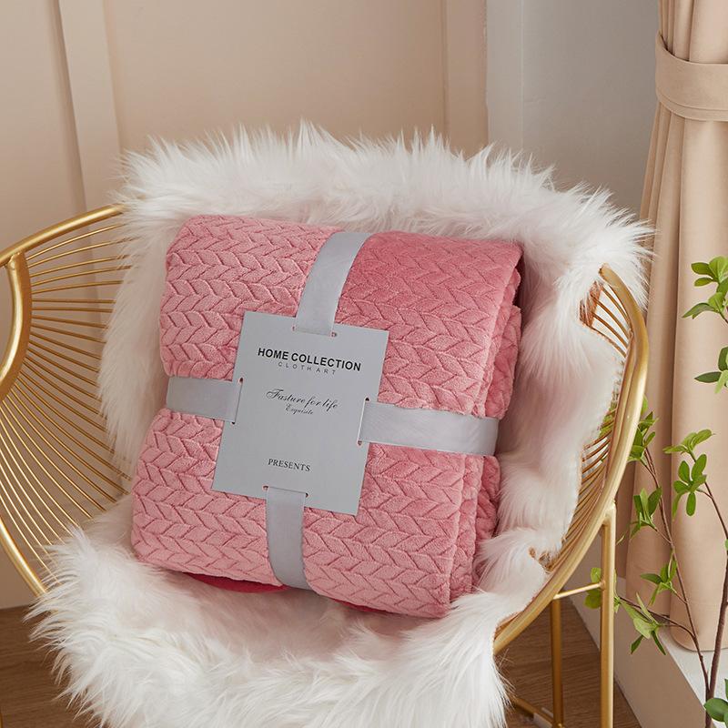 Coral Fleece Blanket Wheat Ear Pattern Blanket Air Conditioning Blanket Thick Nap Blanket Single Double Fleece Bed Sheet