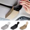 PALTIA Car Sunglasses Holder Vertical Glasses Storage PU Leather Sun Visor Mount Lens Wipe Included (Beige)
