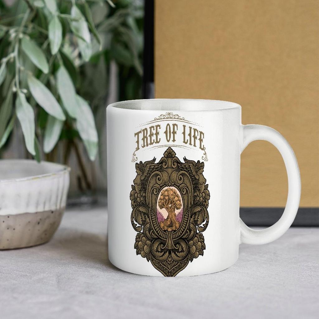 11oz White Ceramic Mug with Dual-Side Printed Surface and Smooth Grip, Perfect for Everyday Coffee Lovers and Tea Drinkers