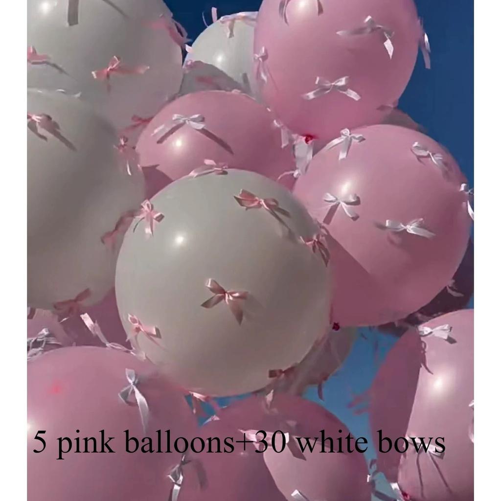 Розовые ленты-банты Кокетливые воздушные шары для девичника Помолвка Свадьба Декор для детского праздника Воздушные шары