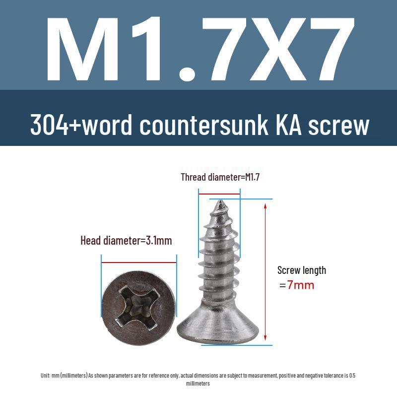 Yigu 304 Stainless Steel Phillips Flat Head Self-Tapping Screws M1-M2.5