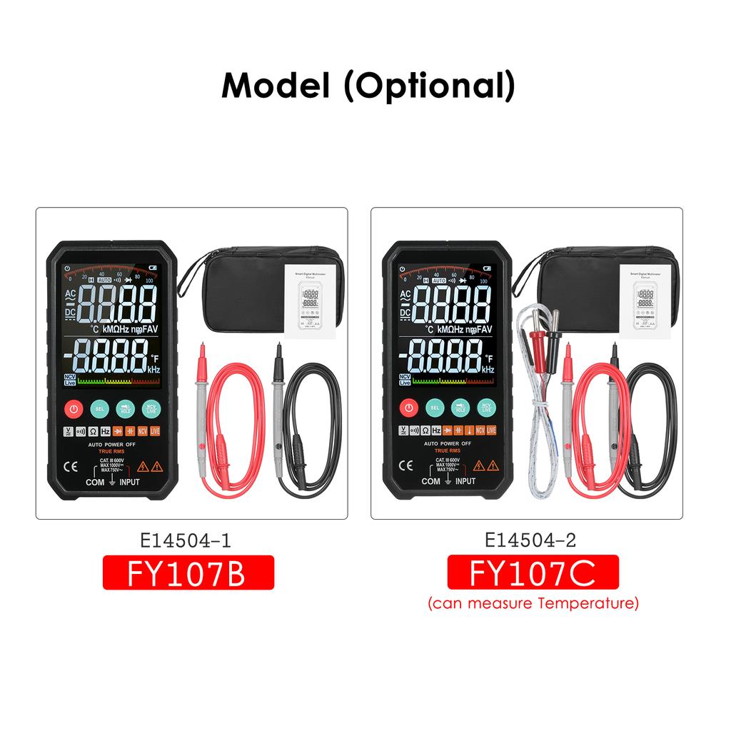 Супертонкий цифровой мультиметр с ЖК-дисплеем размером 3,3 дюйма, 6000 отсчетов, универсальный универсальный измеритель истинного среднеквадратического значения