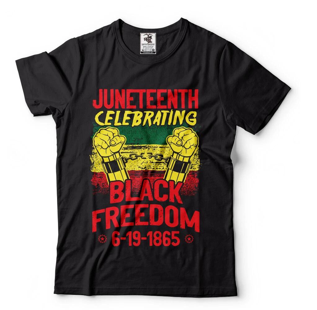 Черная футболка 'Свобода Juneteenth' 1865 Праздничная футболка 4 июля fourth T