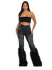 2024 Women's Versatile High-Waisted Distressed Pearl Feather Jeans - European and American Style