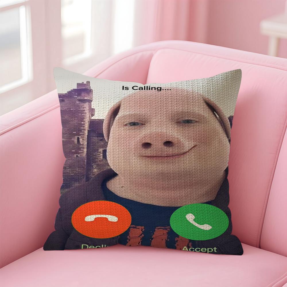 Чехол на подушку John Pork Is Calling Натуральный льняной наволочка Двусторонний принт Декоративная наволочка для дивана Домашний декор Подарок