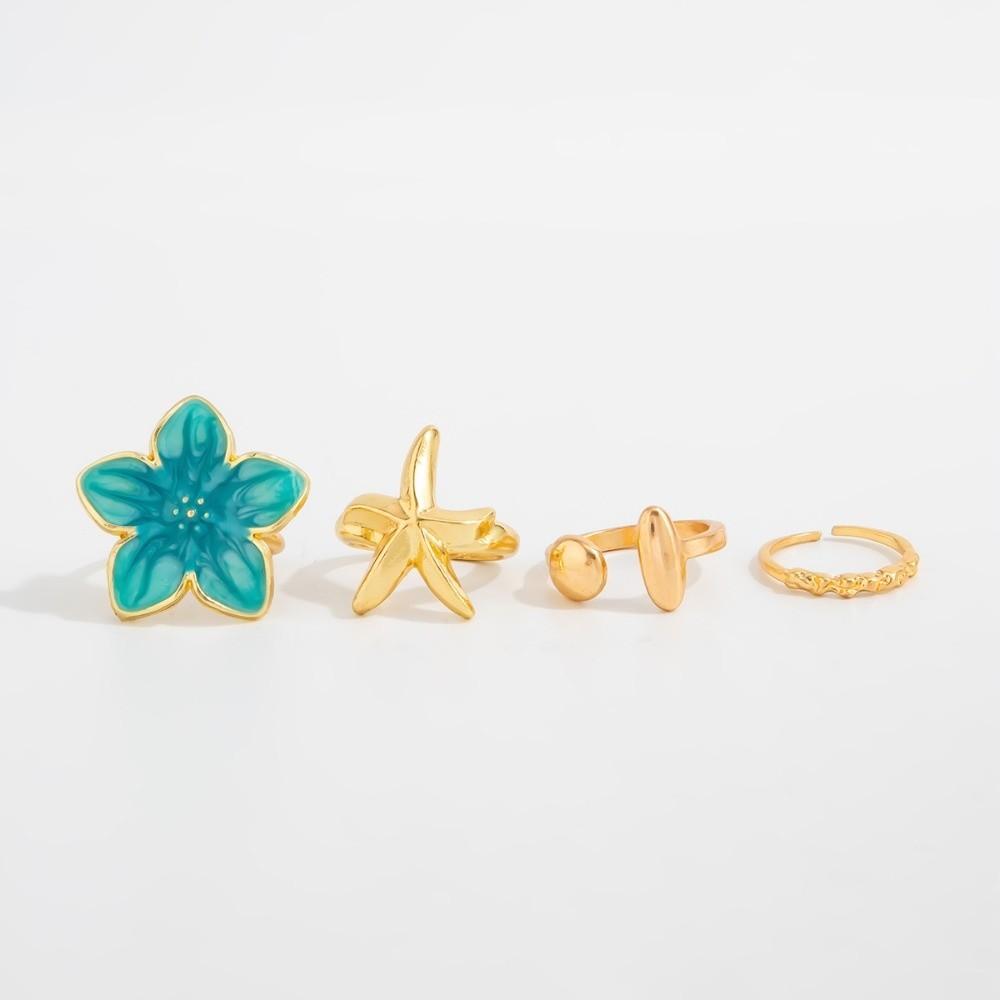 Bright Tone Toe Ring Jewelry Wrinkle Detail Flower Starfish Toe Ring Metal Foot Ring  Daily Match