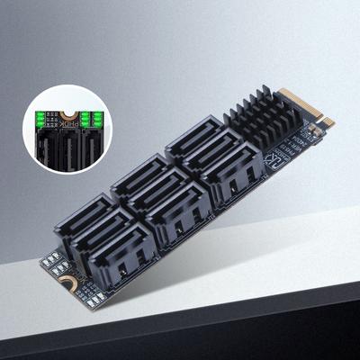 Плата-райзер M.2 на SATA 3.0 6 Гбит/с M.2 NVME M-Key на SATA 9-портовая карта расширения PCIE 3.0 X2 Емкость жесткого диска для настольного компьютера