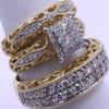 New Fashion Three-piece Set Sweet and Romantic Ladies Inlaid Zircon Engagement Proposal Ring Jewelry Gift