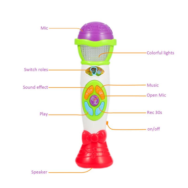 hot! Portable Kids Singing Karaoke Microphone,Voice Changing And Recording with Colorful Light Musical