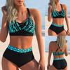 2024 Summer Two Piece Swimwear Beach Bikini Sexy Swimwear Set Summer Women's New Print Two Piece Bikini Beach Swimwear