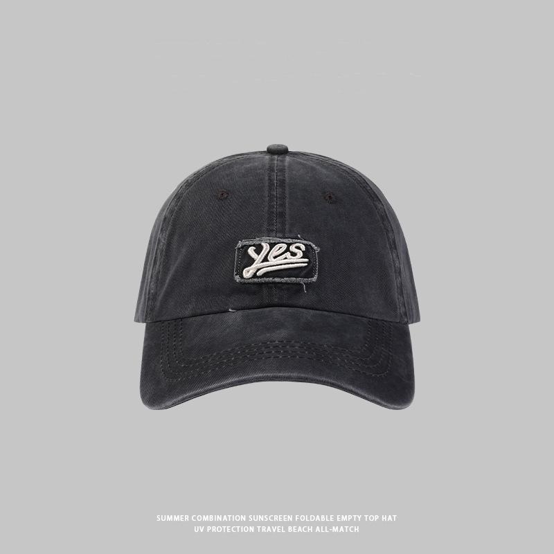 Выстиранная бейсболка с вышивкой и мягким верхом для женщин, осенняя новинка, универсальный солнцезащитный козырек, парная бейсболка