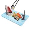 Shark Sushi Plates Handmade Ceramic Shark Shaped Appetizer Tray with Soy Sauce Bowl & Chopstick Rest Microwave & Dishwasher Safe