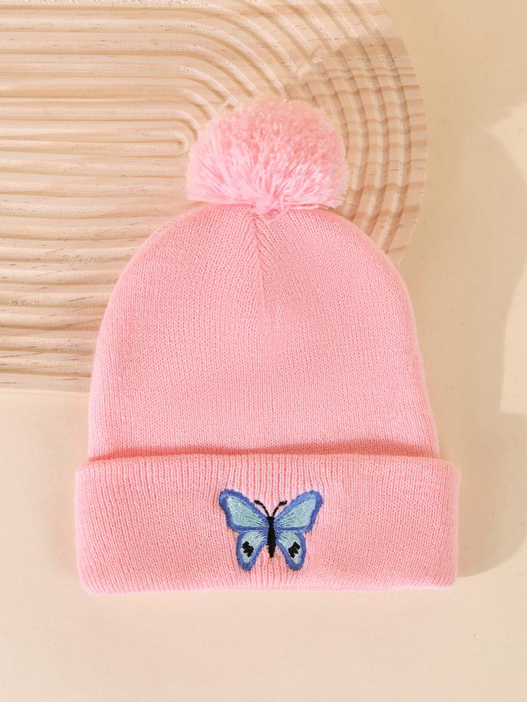 In Autumn And Winter, Butterfly-Printed Knitted Caps, Pullovers, And Hot-Selling Wool Caps For Traveling And Keeping Warm