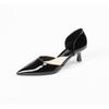 699-1 New French Hollow Stiletto Shoes Women's Nude Patent Leather Pointed High Heels Women's Outer Wear Size 35-43