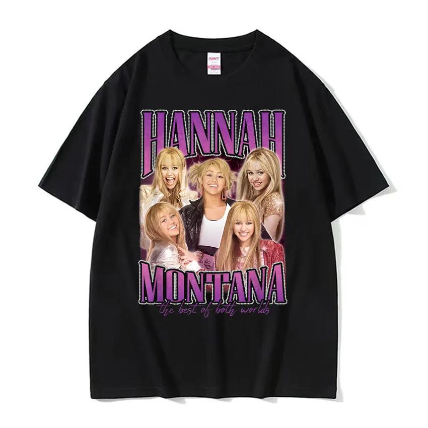Summer Hannah Montana Logo T Shirt Men Women Casual Short Sleeve Tee Shirt Unisex Fashion Aesthetic Trend Y2K T-shirt Streetwear