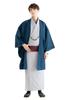 Summer Single Komaru Single Deep [KYOETSU] Haori, Washable, Plain, Clothes, Fabric, Item, Men's (LL, Blue)