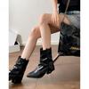 Retro American Boots Pointed Black Skinny Pedal Short Pants Pile Boots Female Summer
