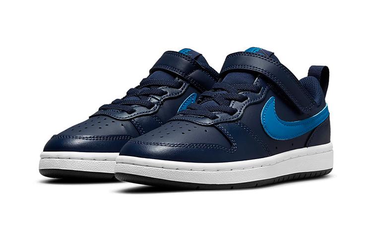 Nike Court Borough Low 2 Breathable And Lightweight Low top Kids' Skateboarding Shoes Blue Children Aged 3 7 Years Old BQ5451-403