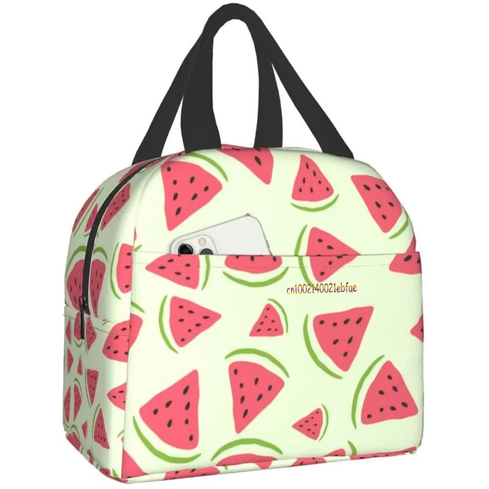 Cute Watermelon Lunch Bag Travel Work Picnic Bento Box Cooler Reusable Canvas Tote Boxes for Women Kids Insulated Lunch Bags