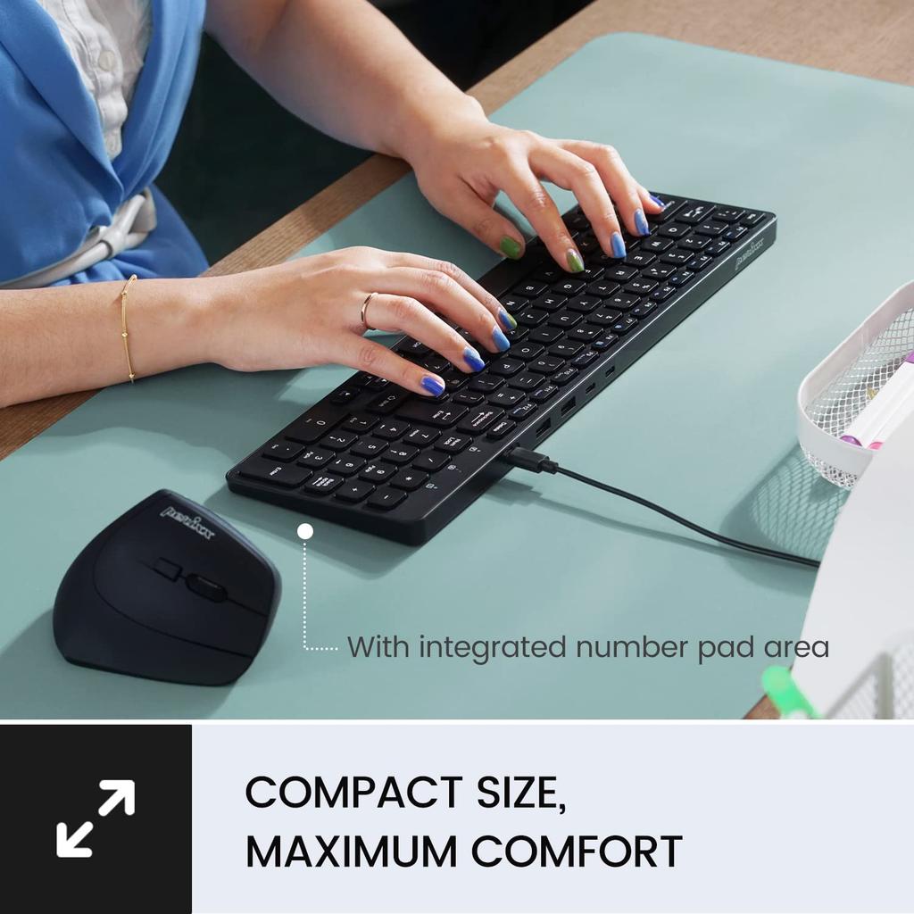 Perixx Keyboard Wired Pantograph Key Slim Design Type C Hub x 2 Included Guaranteed English Layout Black PERIBOARD-215BUS USB-A & [Genuine Product]