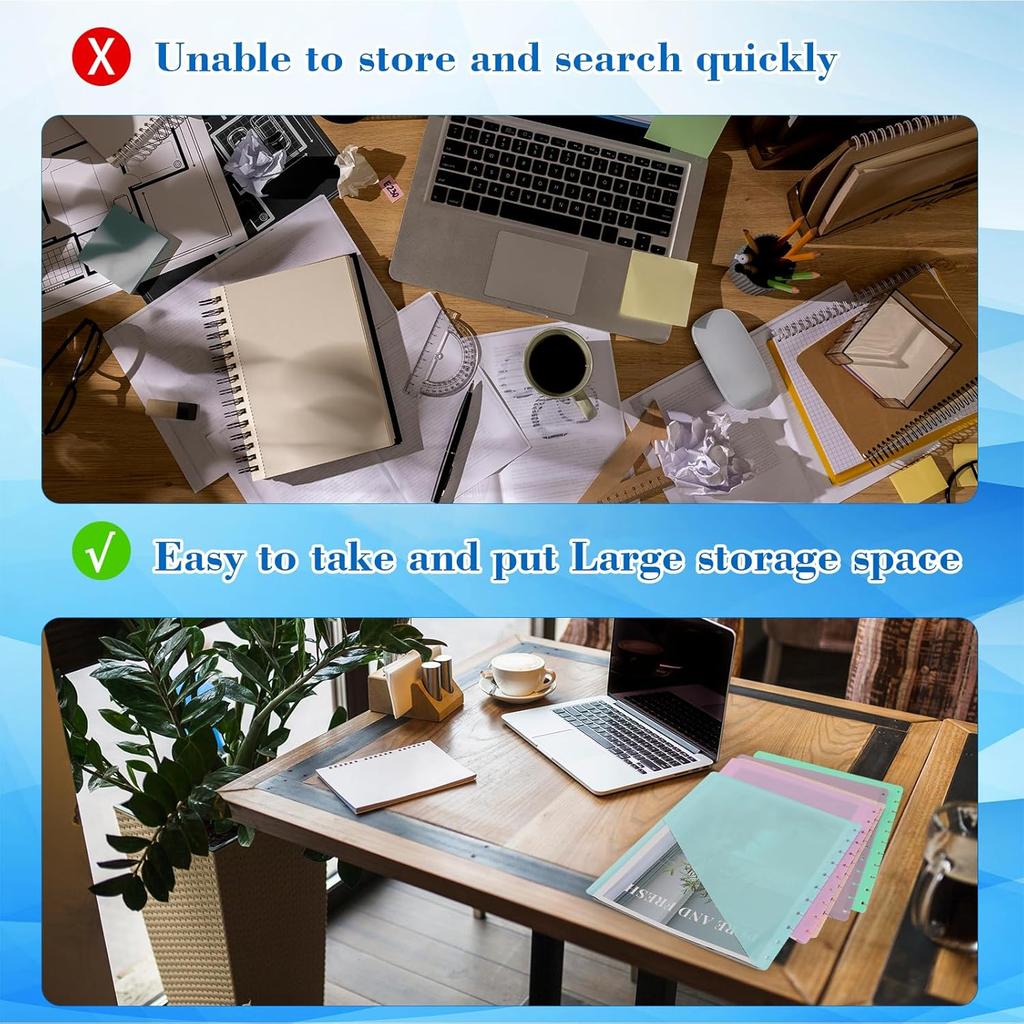 5 Pcs Discbound Letter Size Planner with 9.3 * 11inch Dividers and Pockets - 11 Disc Planner Folder Binder