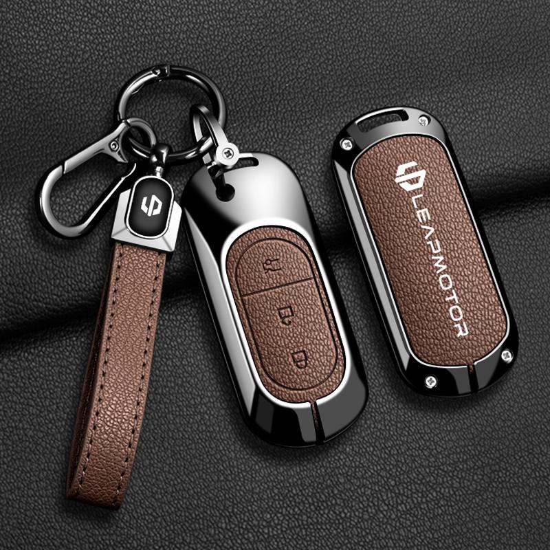 BFM1 Car Remote Key Case Cover For Leapmotor C16 C11 C10 C01 B10 T03 S01 Type Zinc Alloy Leather Protector Auto Keychain Accessories