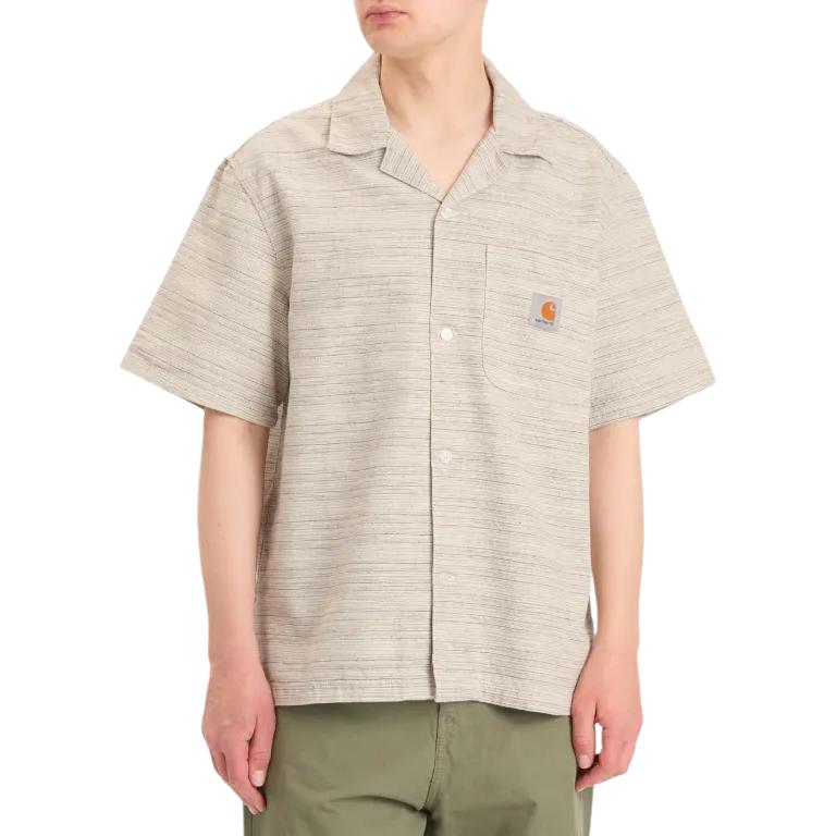Carhartt WIP Мужская рубашка с коротким рукавом в полоску Gellar с нагрудным карманом I035569-30F-02