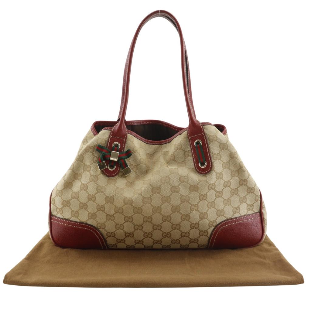 Gucci Красивая сумка-тоут 163805 Коричневая холщовая лента GG Женская Б/у