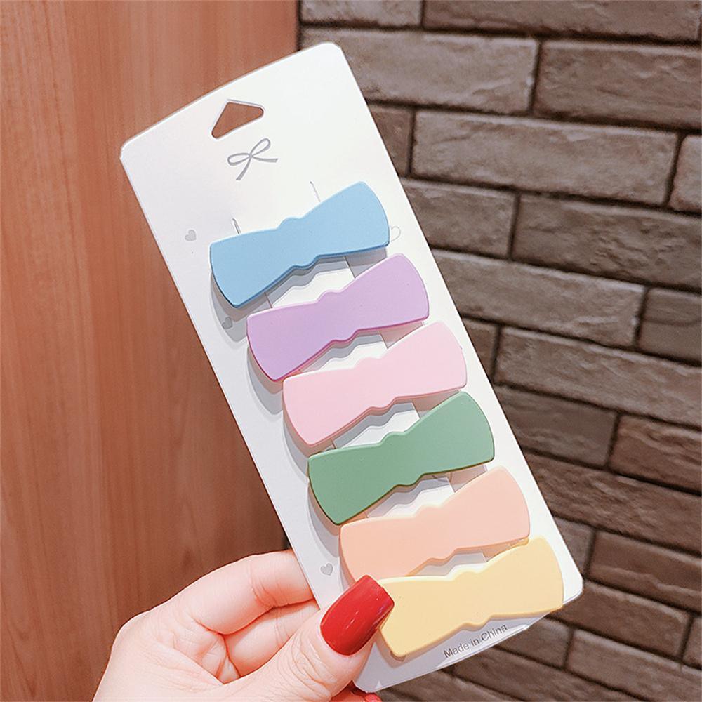 6PCS/lot Girls Fashon Solid Hair Clips Hairpins Children Candy Color Barrette Cute Hair Accessories LXY