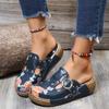 Fashion 2024 Summer New Thick Bottom Flat Bottom Sandals Ethnic Candy Color Ladies Beach Toe Slippers Printing Embossed Retro Sandals